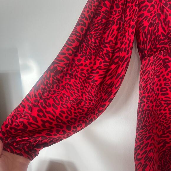 NWOT Fame & Partners Red Leopard Print Long Sleeve Mini Dress - Picture 5 of 8